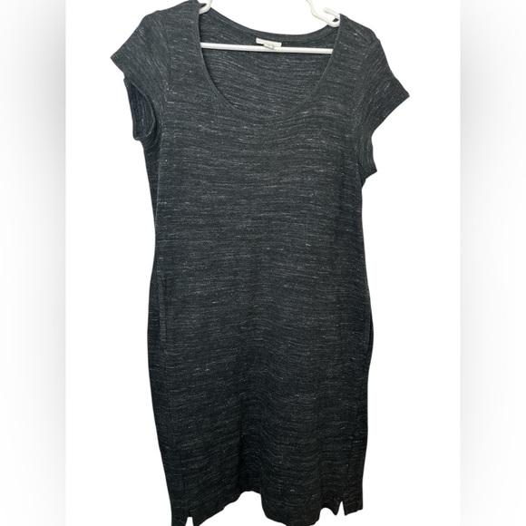 J Jill Pure Jill Black Space Dye Short Sleeve Shift Dress w/ Pockets Size XS - Picture 1 of 7